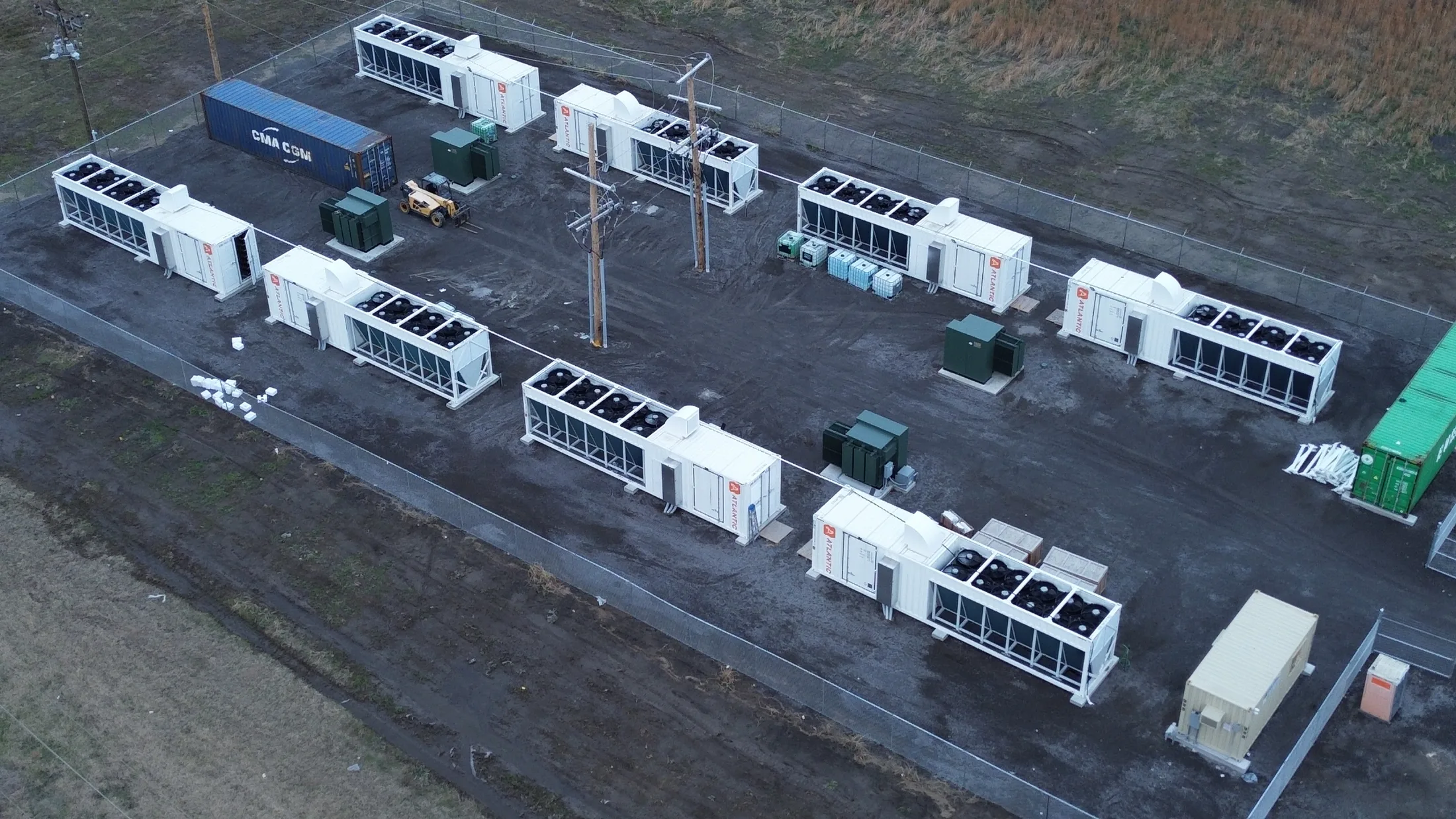 Atlantic cooling units arranged across a secured compute yard