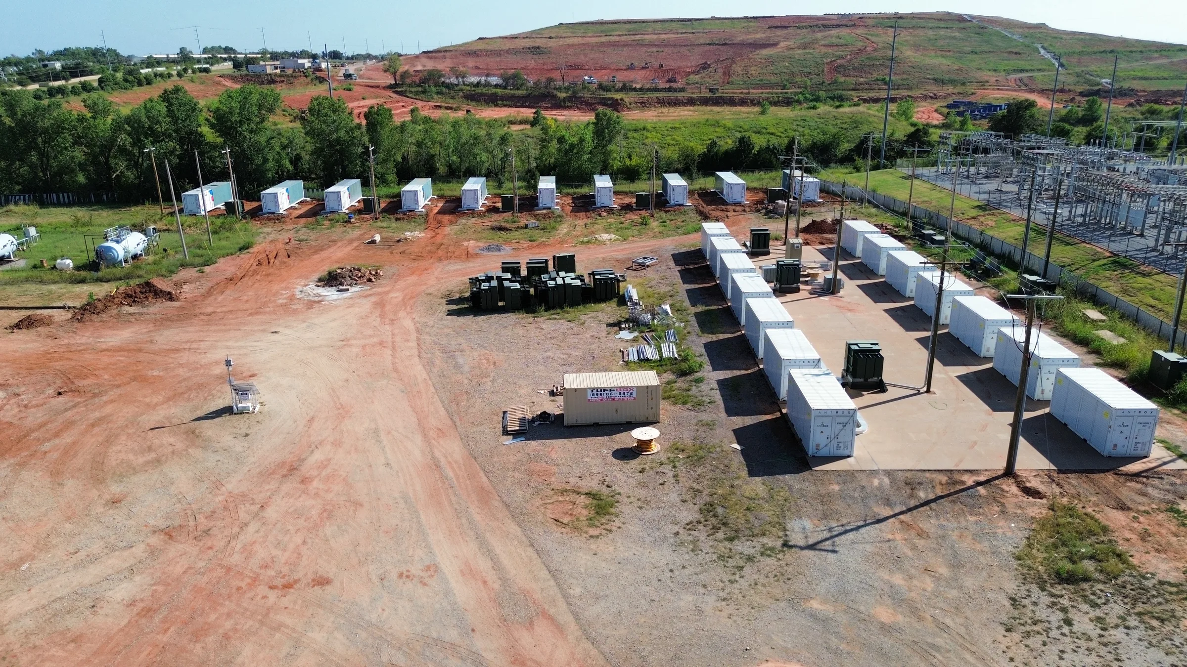 Aerial view of Atlantic compute containers and utility infrastructure